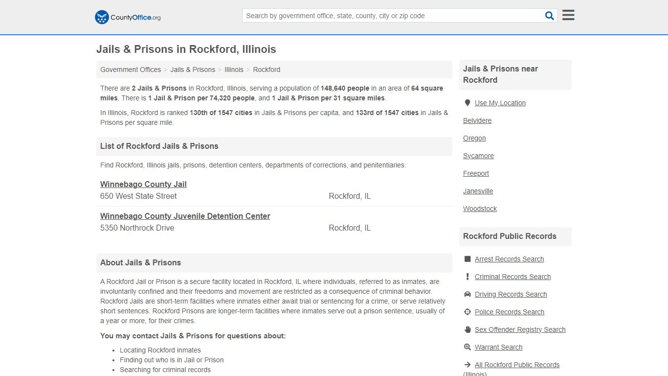 Jails & Prisons - Rockford, IL (Inmate Rosters & Records)
